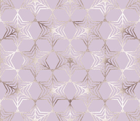 Christmas geometric silver star decoration seamless pattern.