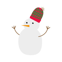 happy merry christmas snowman with wool hat character