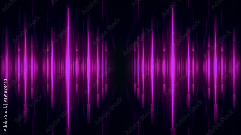 Poster abstract pink futuristic background. space from glowing neon light tubes of astera on a black backgr