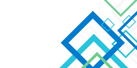 Blue green grey white square abstract presentation background with business design templates