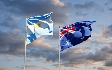 Beautiful national state flags of Australia and Argentina.