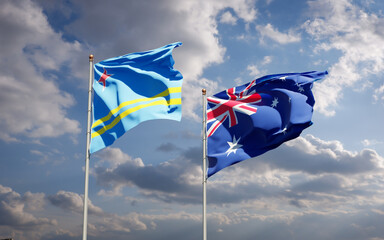 Beautiful national state flags of Australia and Aruba.
