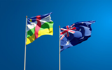 Beautiful national state flags of Australia and CAR Central African Republic.