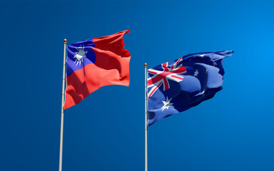 Beautiful national state flags of Australia and Taiwan.