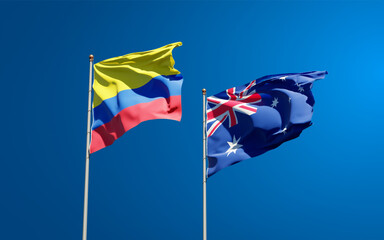 Beautiful national state flags of Australia and Colombia.