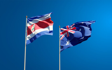 Beautiful national state flags of Australia and Costa Rica.