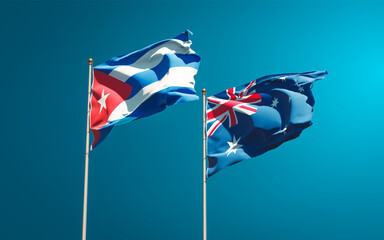 Beautiful national state flags of Australia and Cuba.