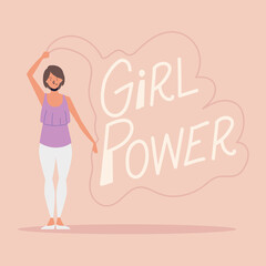 girl power, woman with hand drawn lettering card