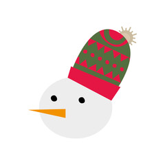 happy merry christmas snowman with wool hat head character