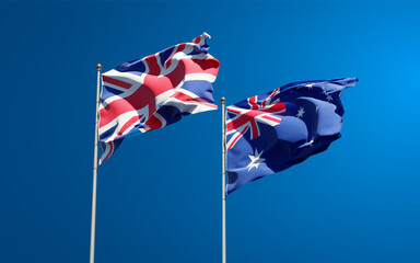 Beautiful national state flags of UK and Australia.