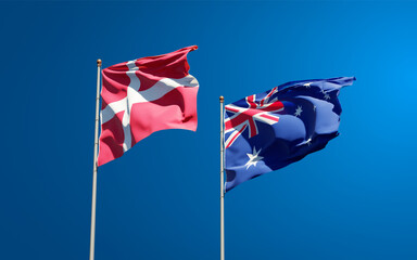 Beautiful national state flags of Denmark and Australia.