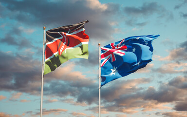 Beautiful national state flags of Kenya and Australia.