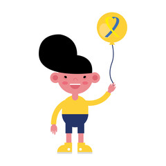 boy with syndrome down ribbon campaign in balloon helium