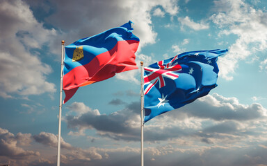 Beautiful national state flags of Liechtenstein and Australia.