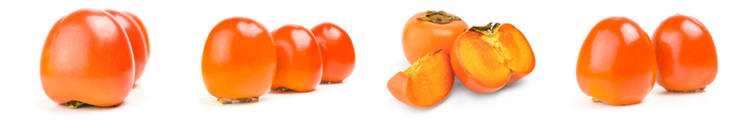 Collection of persimmon on a isolated white background