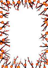 frame made of red plum flwer