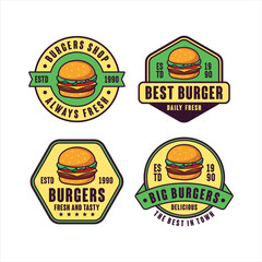 set burger logo vector design