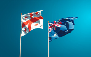 Beautiful national state flags of Georgia and Australia.