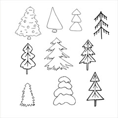 Set of winter doodles with lettering. Hand drawn vector collection of isolated elements, objects and icons.