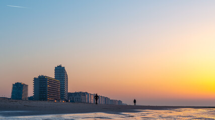 Silhouette Two People Walking The