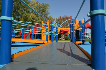 Large set of games for disabled child in a park