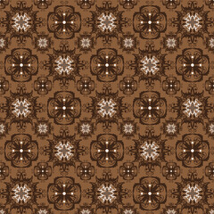 Unique flower patterns on Bantul batik with simple dark brown color design.