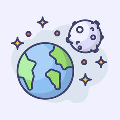 Space Icon, earth, moon, galaxy, space, astronomy, premium vector icon
