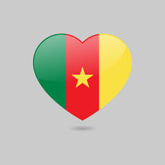 Vector Glossy Cameroon Flag Heart