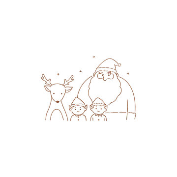recommend clip art: Santa Claus gang logo, hand-drawn line art style vector illustration.