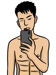 Fototapeta premium cartoon cute man on white background