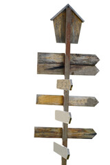 collection of various wooden sign on white background