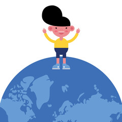 cute little boy in earth planet