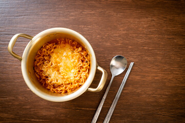 Korean spicy instant noodle with cheese