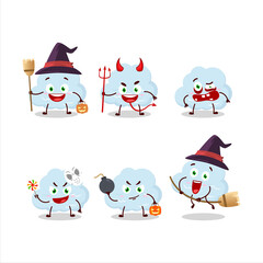 Halloween expression emoticons with cartoon character of blue cloud