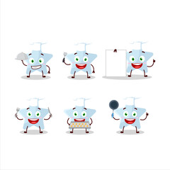Cartoon character of blue star with various chef emoticons