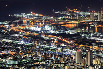Fototapeta na wymiar 摩耶山掬星台から見る神戸の夜景　【2020年】