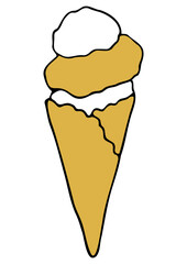 Vector isolated element. Illustration with takeaway food. Logo for the fast food menu. Hand drawn doodle. Ice cream in a Cup