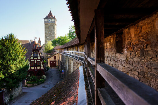 Gerlachschmiede and Roedertor gate in Rothenburg ob der Tauber Old history city in Bavaria, Germany