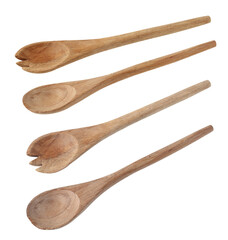 wooden salad spoons on white background
