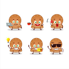 Snowball cookies cartoon character with various types of business emoticons