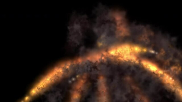 Graphic material the image of a volcanic eruption