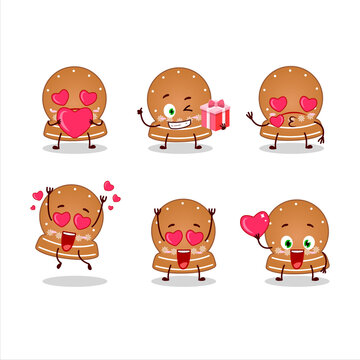 Snowball cookies cartoon character with love cute emoticon