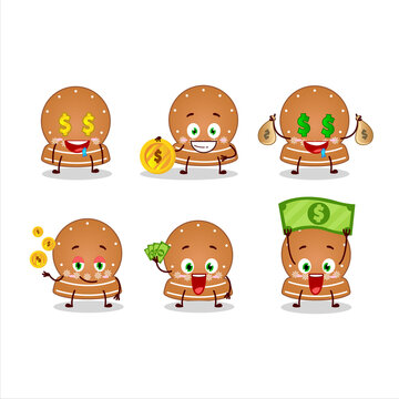Snowball cookies cartoon character with cute emoticon bring money