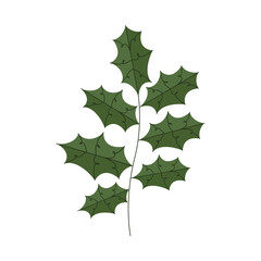 happy merry christmas branch with leafs