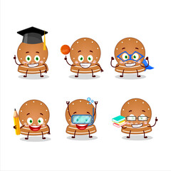 School student of snowball cookies cartoon character with various expressions
