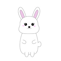Cute kawaii bunny. Vector illustration for kids.	
