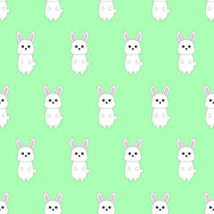 Seamless pattern with cute cartoon bunny . Vector illustration.
