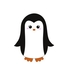 Cute kawaii penguin. Vector illustration for kids.