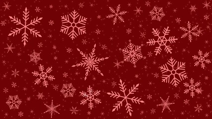 Naklejka na ściany i meble Christmas background with snowflakes in red colors background in Christmas holiday