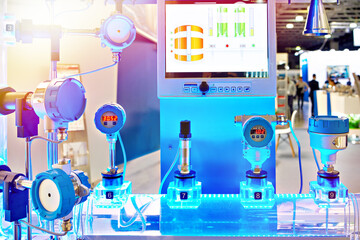 Exhibition installation electronic digital pressure gauge and water flow calculation monitoring
